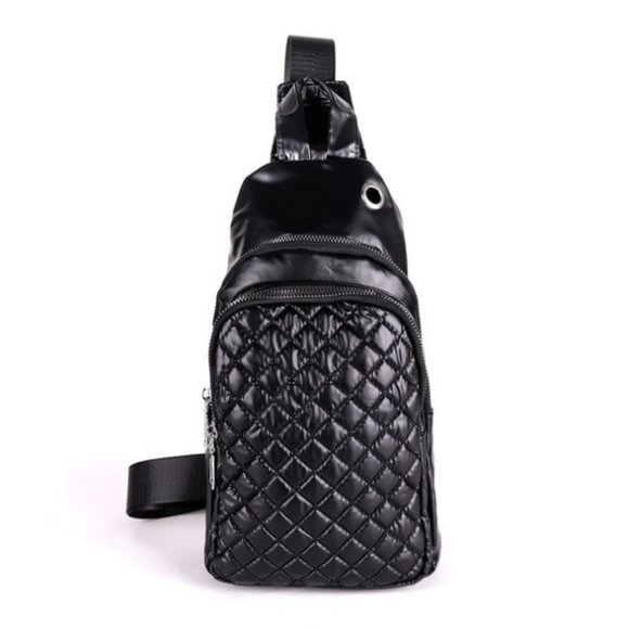 Sling Bag / Belt Bag Quilted - Black- Nylon Polyester - Multi Compartment - NWT - Picture 2 of 9